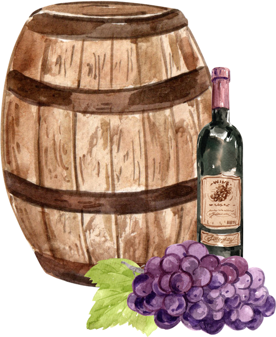 Grape Wine with Barrel
